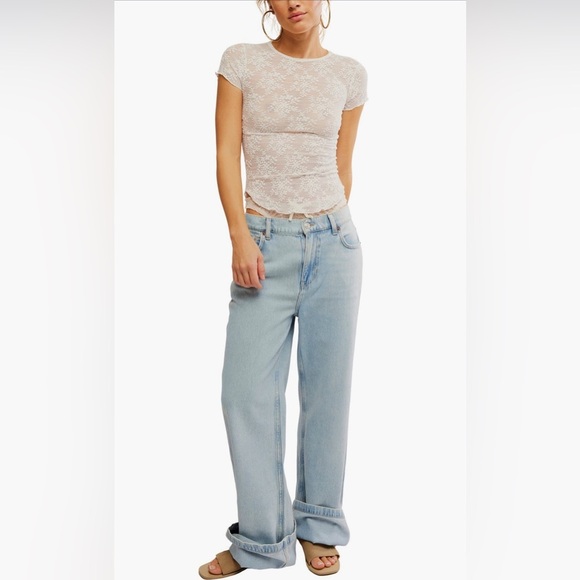 FP Intimately Ready to Go Lace Tee NWOT ivory - Picture 6 of 9